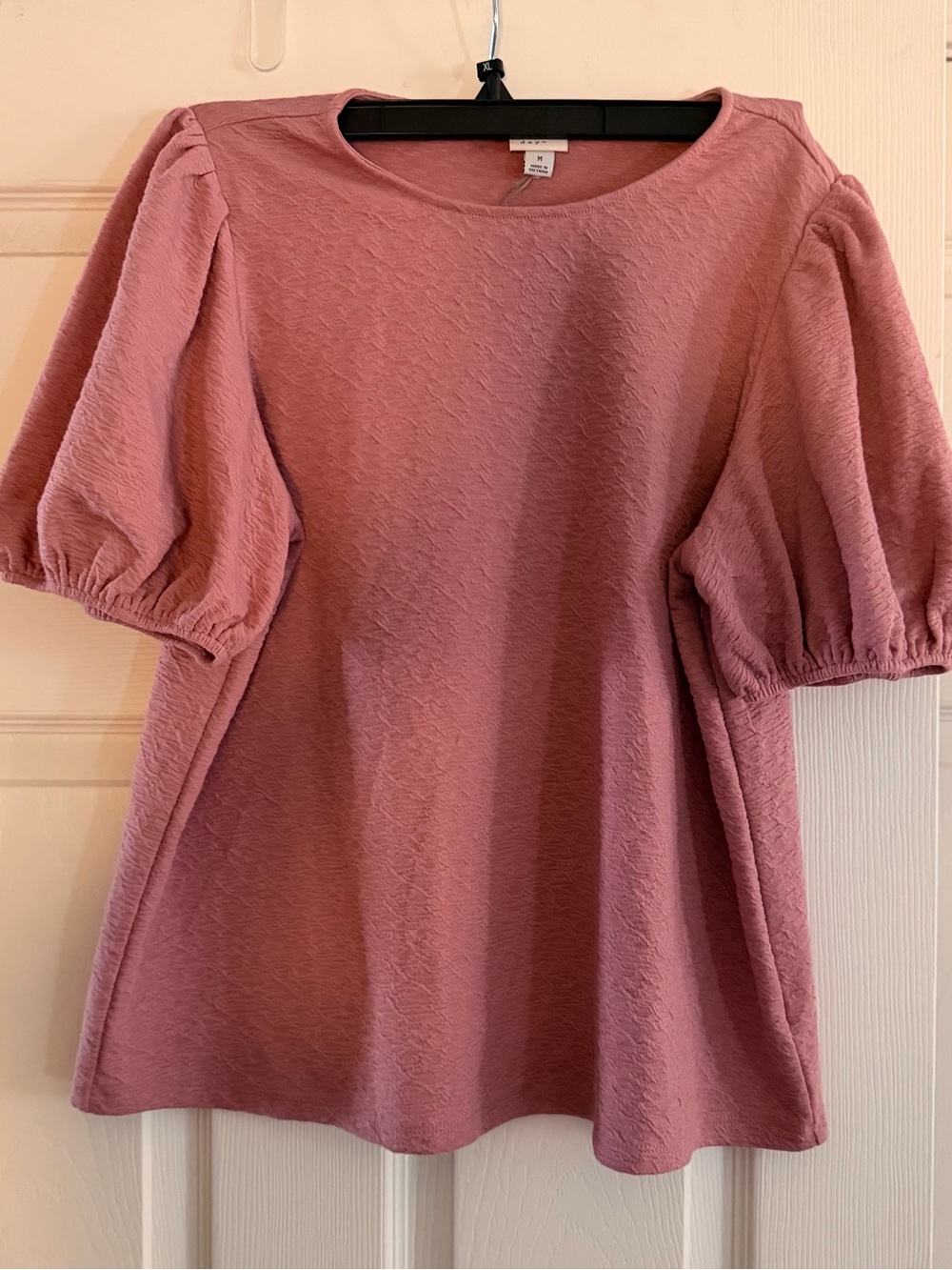 a new day Dusty Rose Puff Sleeve Crop Top